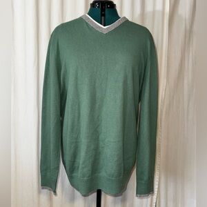 NWT Hawker Rye Men’s V-Neck Sweater Size Large Cotton Cashmere Blend Green